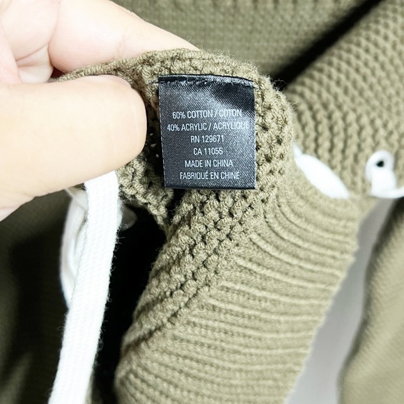 360 Sweater Olive Green Emilia Lace Up Sweater Boatneck Medium M - Picture 7 of 7
